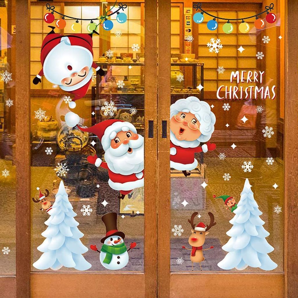 Fensterbild " Weihnachtsmann " selbstklebend statisch haftend wiederverw 