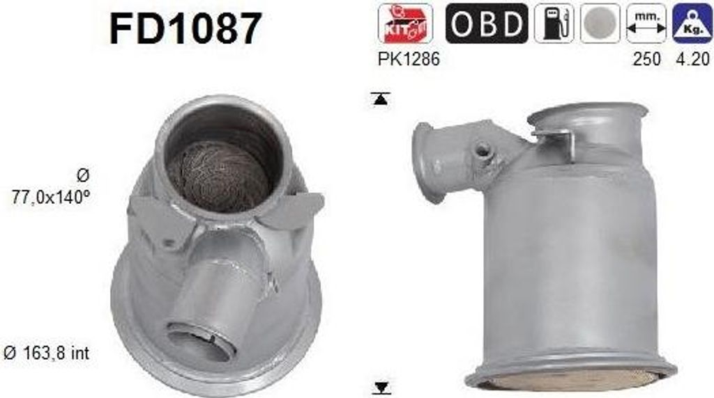 AS FD1087 Dieselpartikelfilter Rußpartikelfilter DPF für VW Golf VII Schrägheck (5G1, BQ1, BE1, BE2) Euro 5 Abgasanlage Diesel