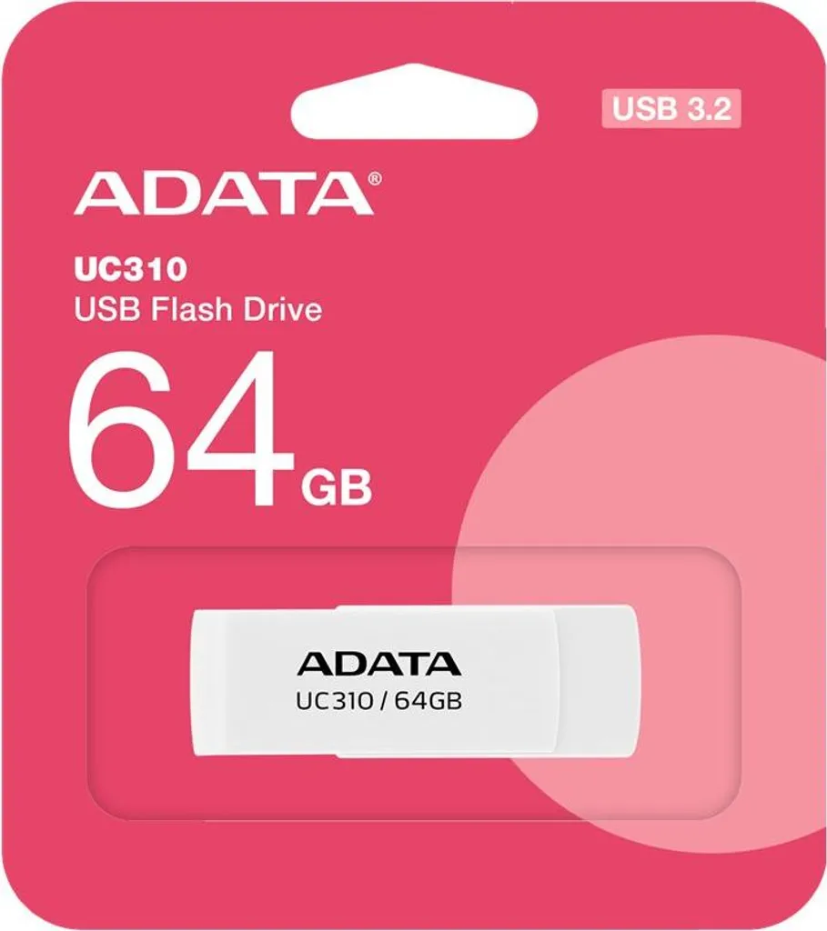 ADATA UC310 64GB USB Flash Drive White: Efficienza USB 3.2 Senza Tappo