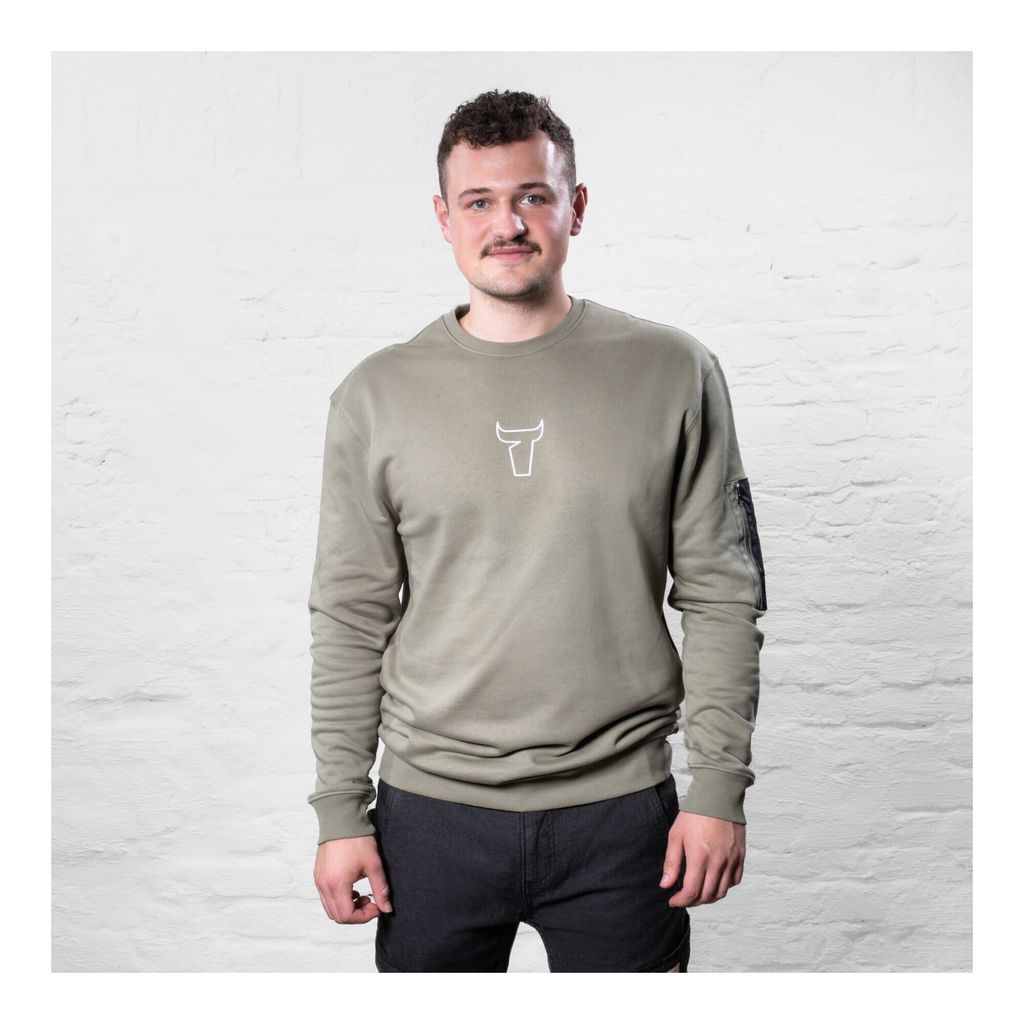 STIER Heavy Crew Sweater utility organic Baumwolle L olive