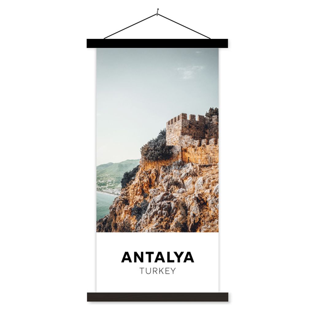 MuchoWow Textilposter Türkei - Burg - Meer 60x120 cm mit schwarzem Rahmen - Magnete