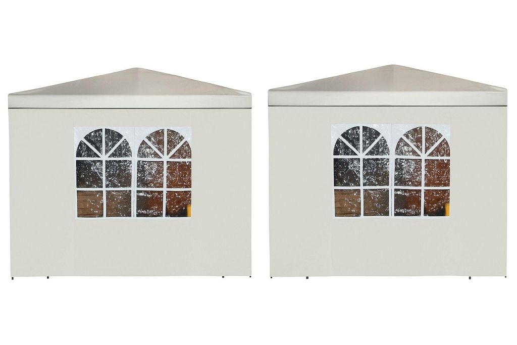 DEGAMO Pavillon Seitenwände mit Fenster, 3x1,9m, Polyester ecru, 2er Set