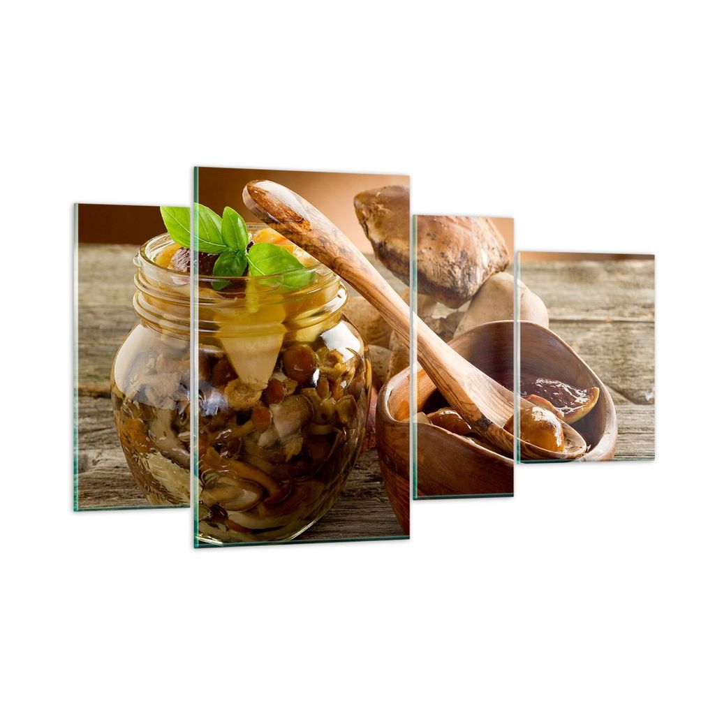 Bilder auf glas - Pilze Mahlzeit Natur Glas - 120x70cm - Glasbilder - Wandbilder - Kunstdruck - zum Aufhängen bereit - Wanddekoration aus Glas - G...