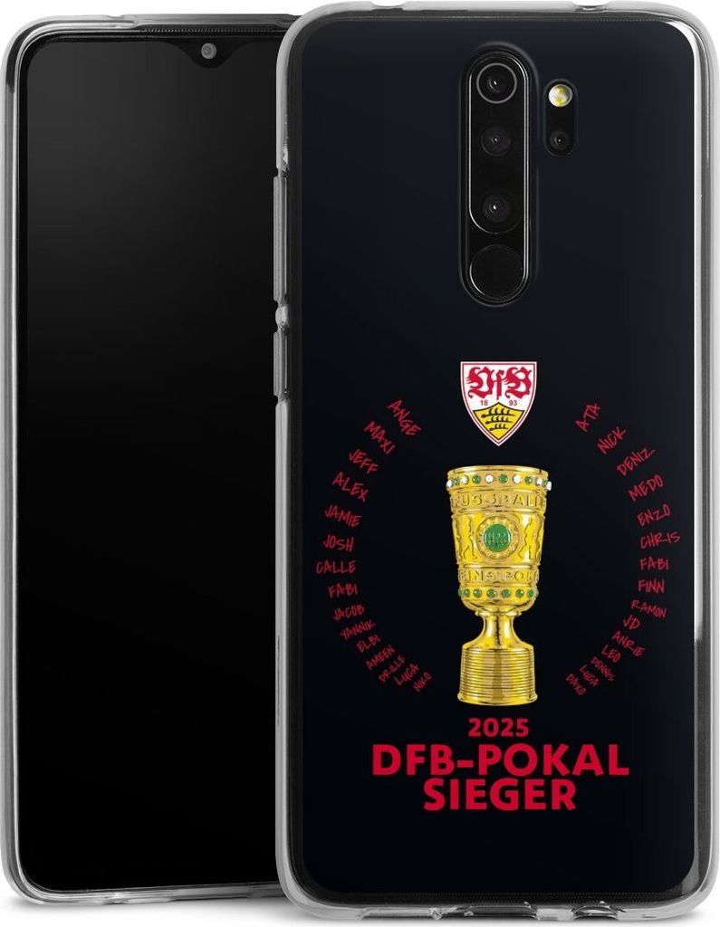 DeinDesign Handyhülle für Xiaomi Redmi Note 8 Pro Silikon Hülle Case Smartphone Schutzhülle Offizielles Lizenzprodukt Pokal VfB Stuttgart