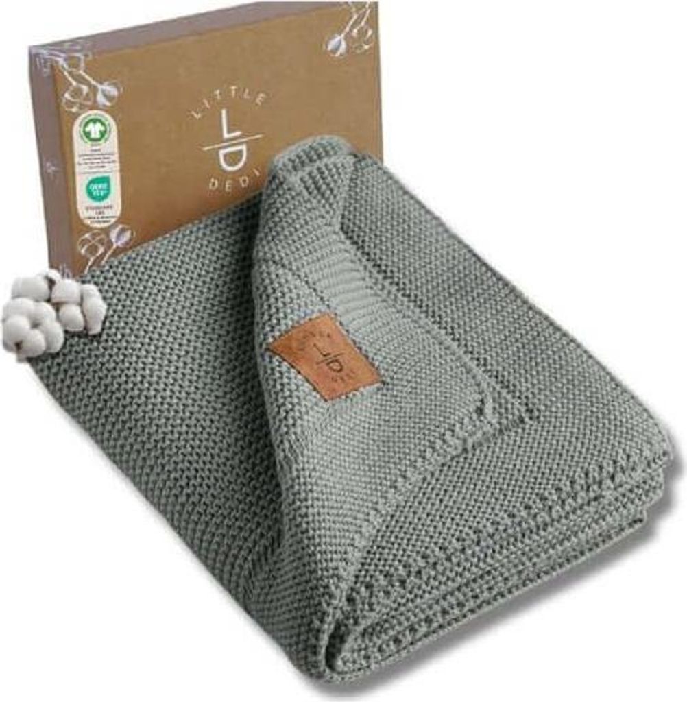 Baby Strickdecke, Babydecke, %100 Baumwol, 80x100cm, Dunkelgrün