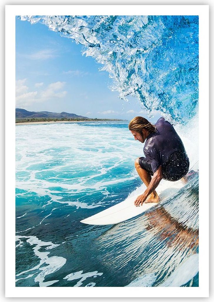 Poster - Poster ohne Rahmen - Surfen Surfer Ozean Welle - 70x100 cm - Wand Bild - Wanddeko - Wandbilder - Kunstposter - Wandposter - Bilder - Kunst...