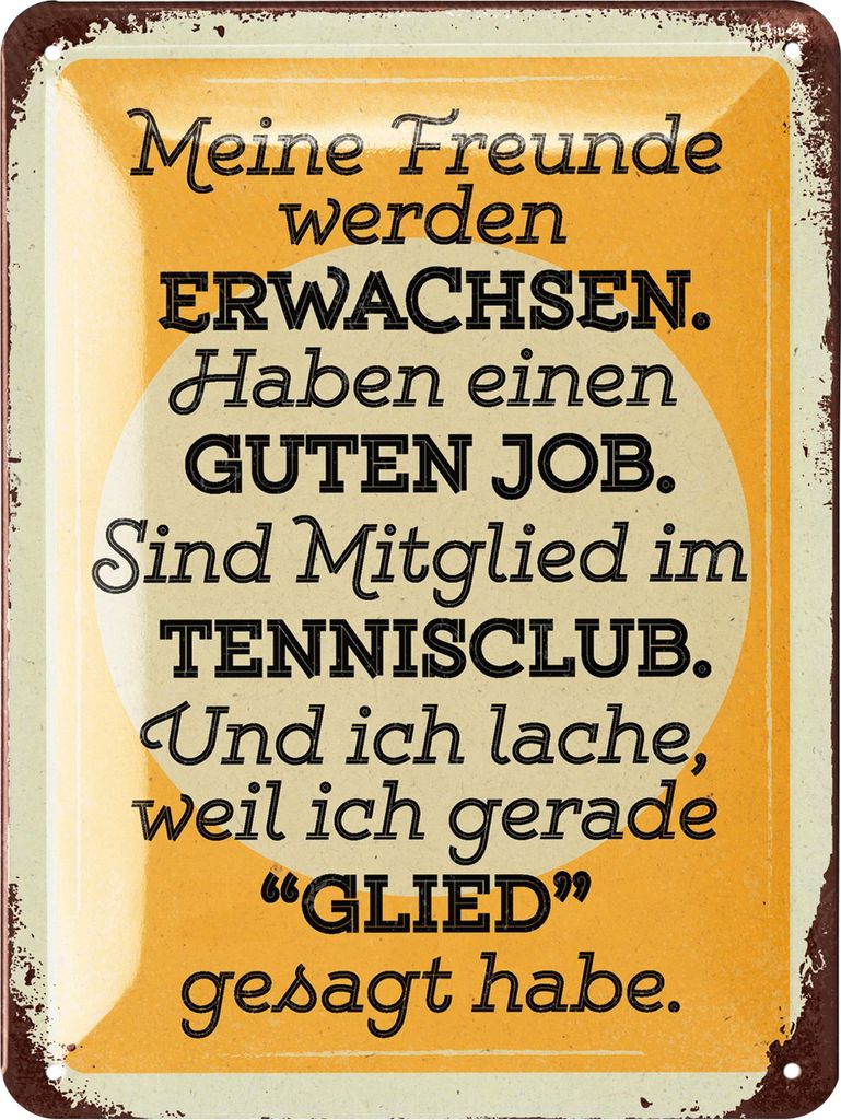 LANOLU Retro Blechschild Freunde werden erwachsen, vintage Metallschilder mit Sprüchen, Shabby Chic Deko Küche und Garten, 15x20cm