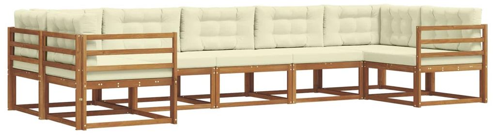 vidaXL Outdoor-Sofagarnitur mit Kissen 7 pcs Natur und Creme