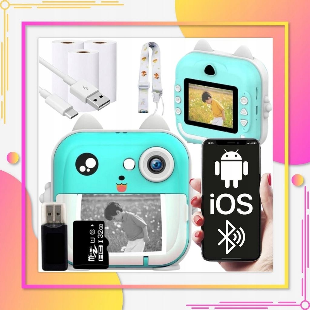 Instantní Fotoaparát Pro Děti Tiskárna S 32Gb Kartou + 3 Obrázek produktu 13