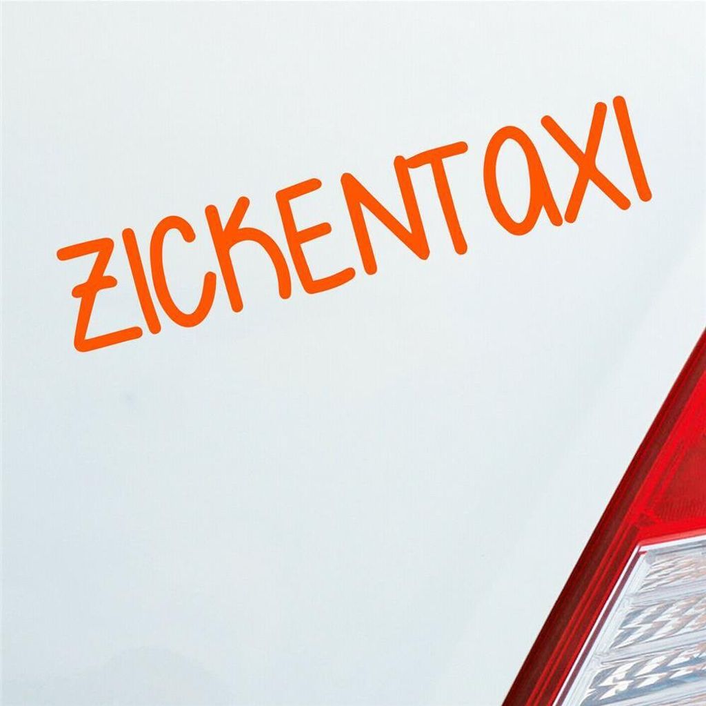 Auto Aufkleber Zickentaxi Mädels Lustig Tuning 19x4 cm Orange Sticker Heckscheibenaufkleber