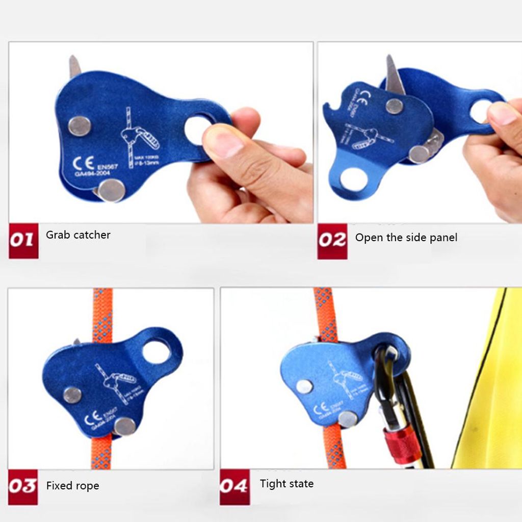 Höhensicherungsgerät Blau, Selbstsperrender Seilgreifer mit Mobiler Absturzsicherung, Für Höhenarbeiten und Fallschutz