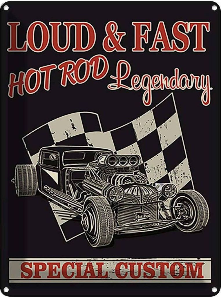 vianmo Blechschild 40x30 cm loud & fast hot rod legendary Dekoration