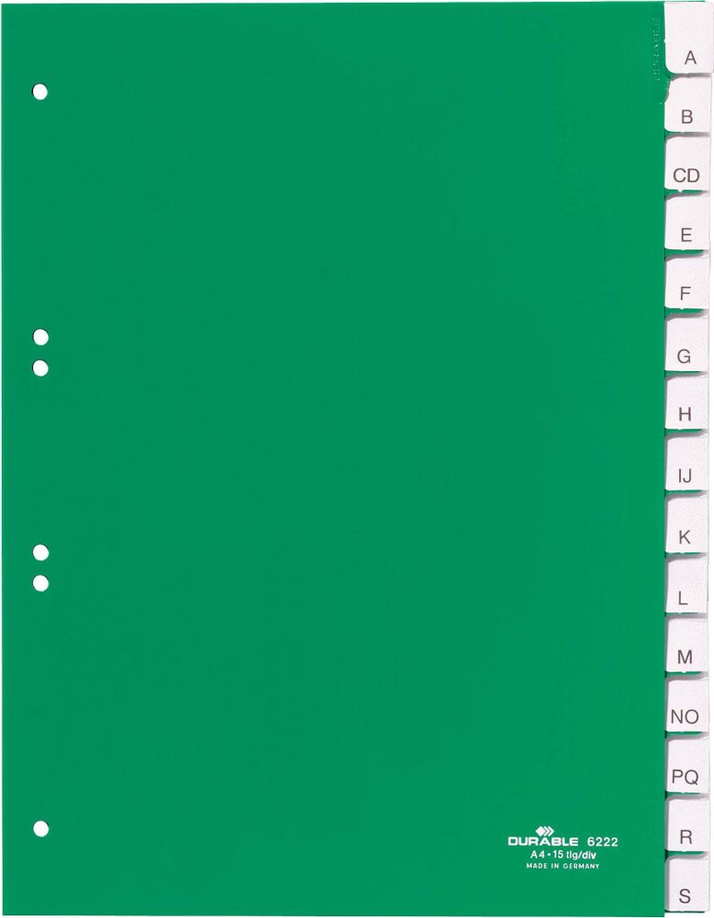 DURABLE Register A4 15-tlg. umschweißt mit Deckblatt, Produktbild 