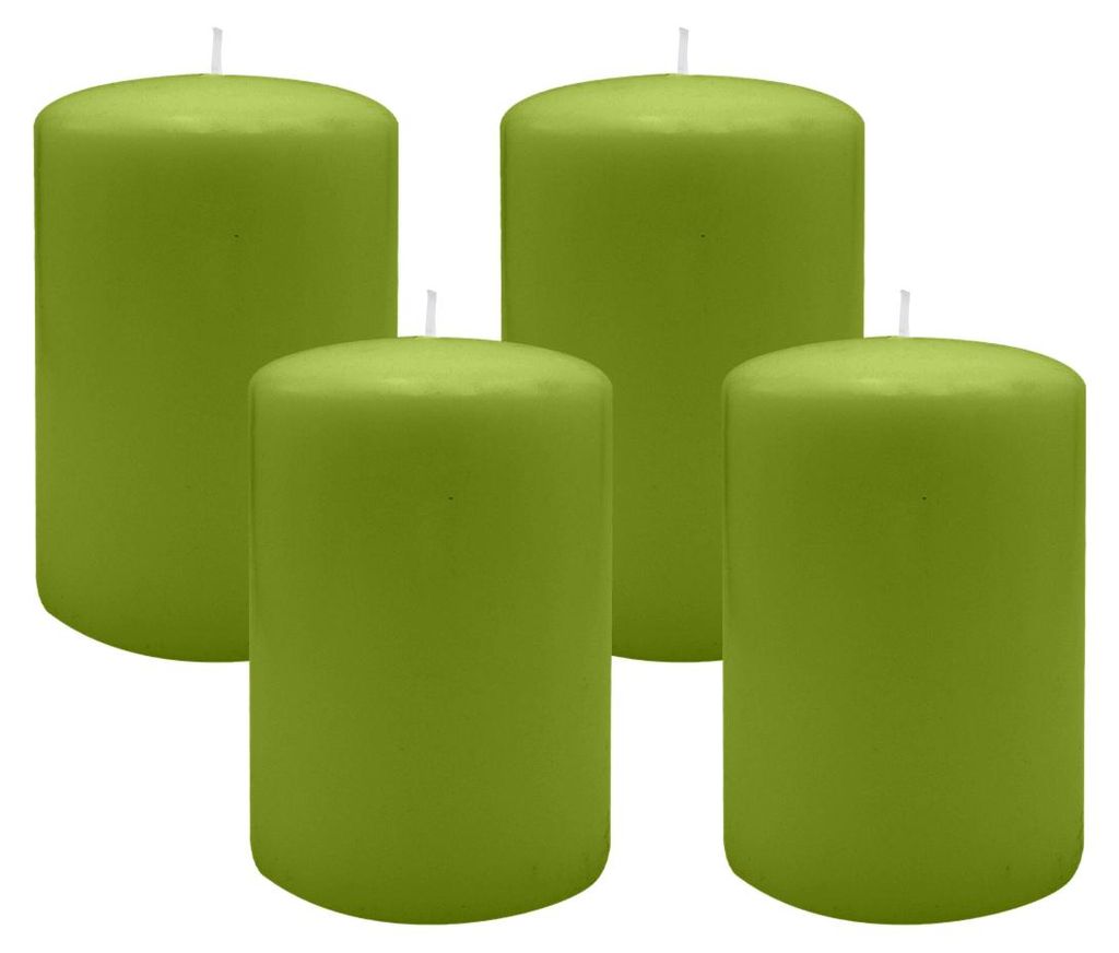 Flachkopf-Stumpenkerzen Limonegrün 80 x Ø 60 mm, 4 Stück
