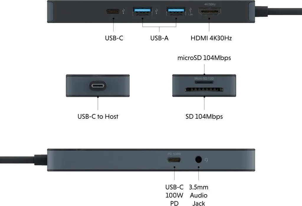 HYPER Hyper HyperDrive Flex 8 Port USB-C Hub - 6