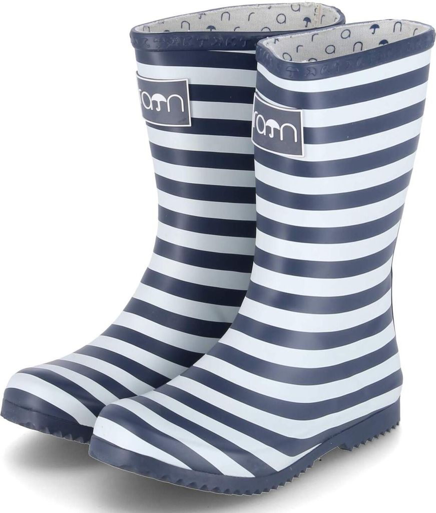 Rajn Kinder Gummistiefel Regenstiefel Blau Weiß Reflektorstreifen Größe: 25-26