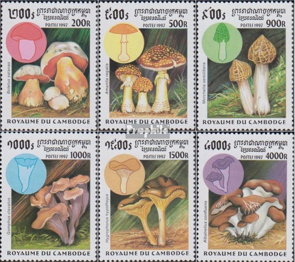 Briefmarken Kambodscha 1997 Mi 1755-1760 (kompl.Ausg.) postfrisch Pilze