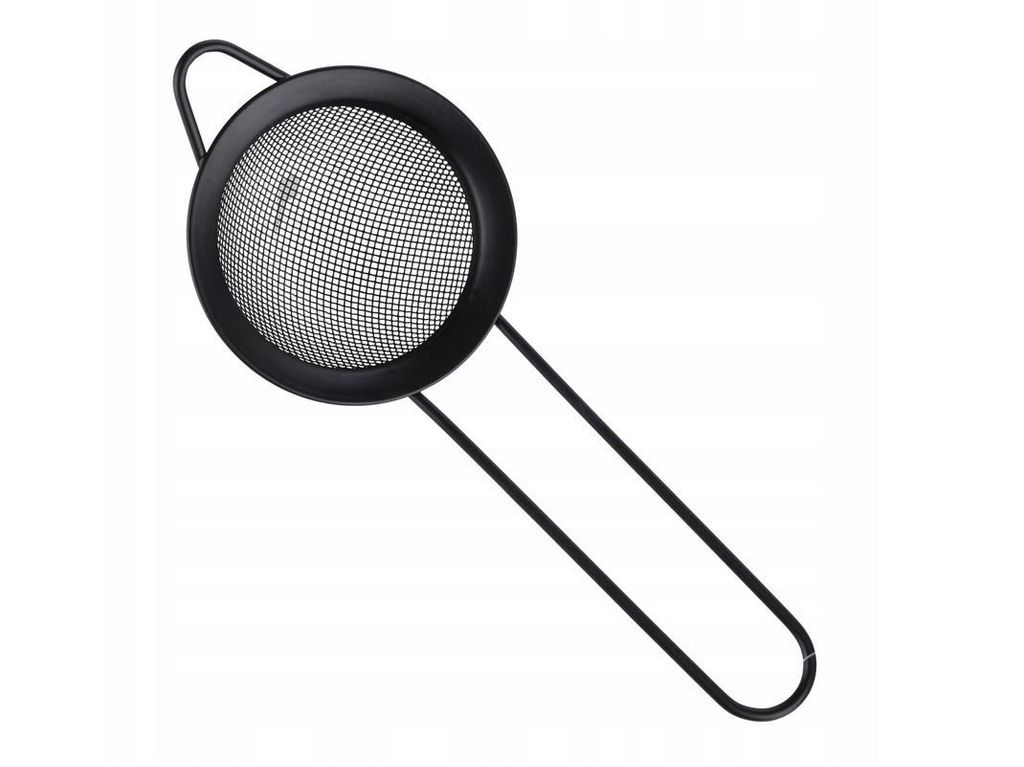 Küchensieb Edelstahl Ø 7 cm Schwarz – Kompaktes Teesieb & Puderzuckersieb, feines Haarsieb für Backen & Kochen, Rostfrei, Modernes Design, Sch...