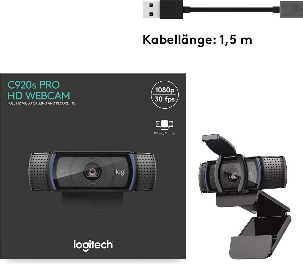 Logitech C920s webcam avec double micro stéréo et lentille en verre - 18