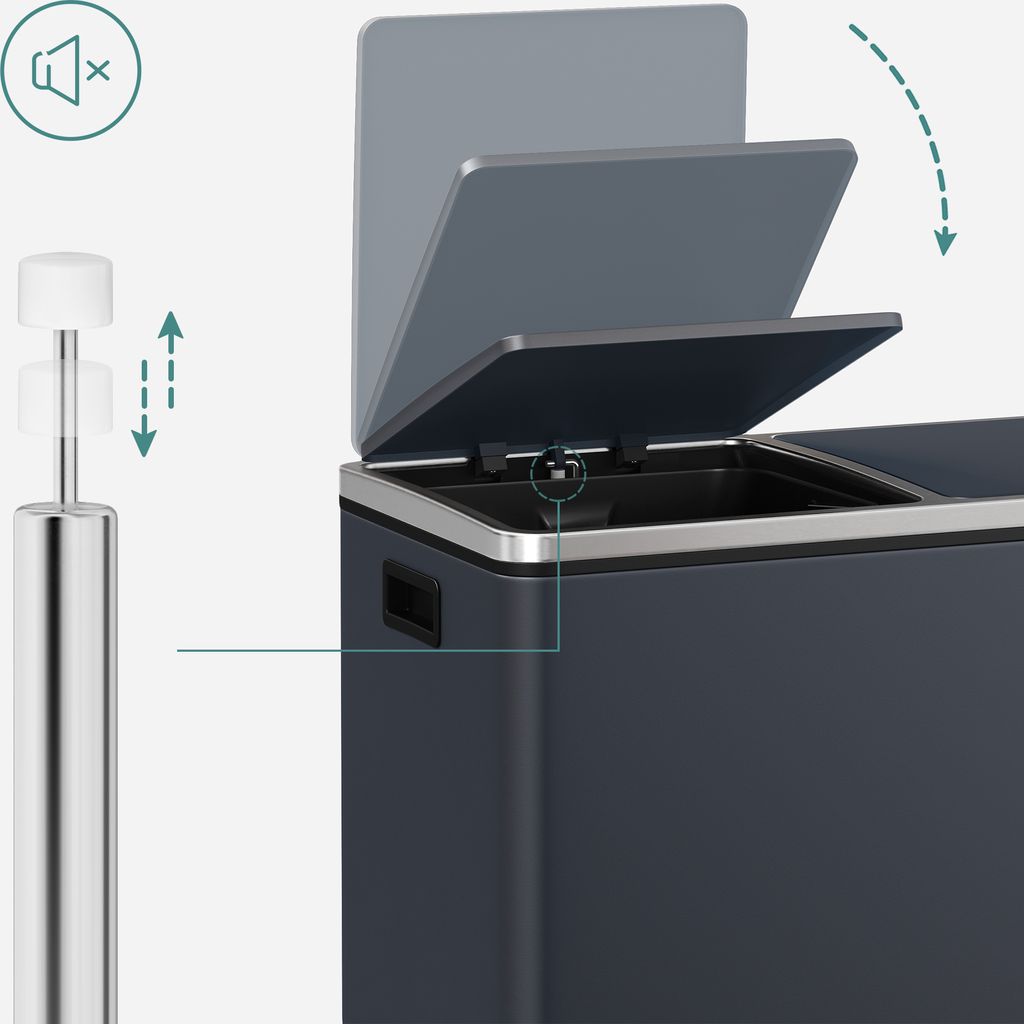 SONGMICS Mülleimer 60L mit Müllbeutel mit 2 Fächern 2 x 30 Produktbild 3