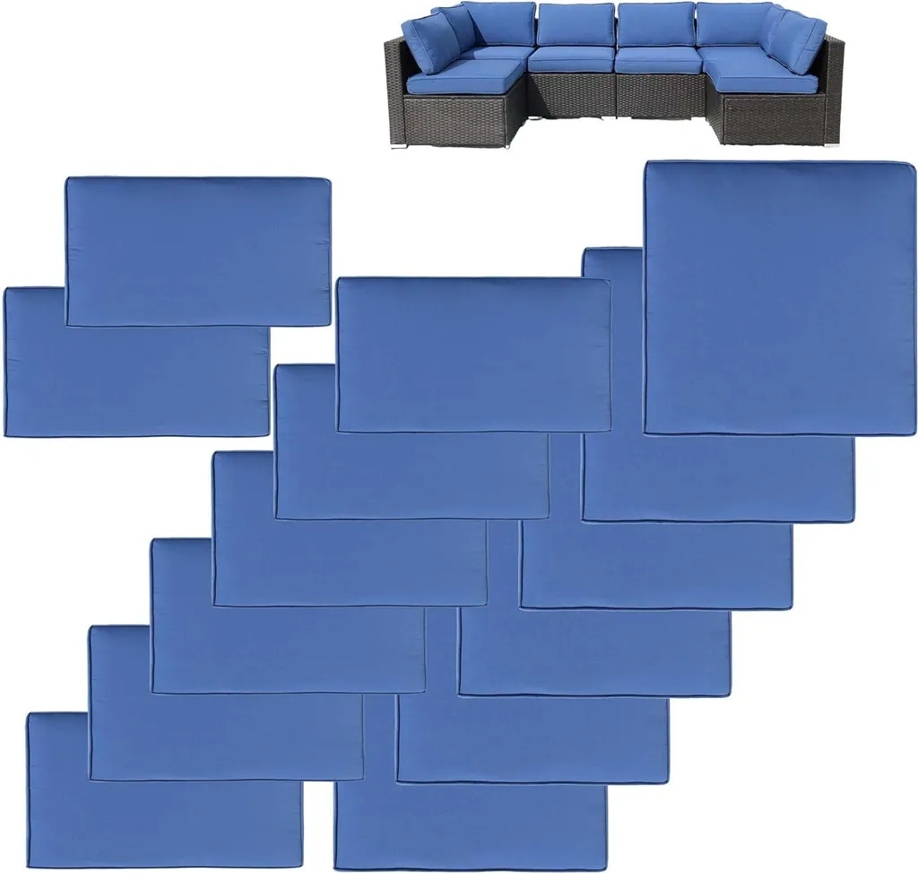 Housse de coussin de jardin VIXLON bleue, tissu déperlant, pack de 14 unit.