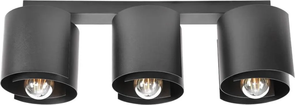 Lustre plafonnier salon HUGO 3 noir et moderne à 3 lumières E27 60W