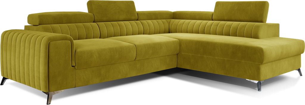 Ecksofa mit Schlaffunktion und Bettkasten,Couch für Wohnzimmer, Schlafsofa Sofagarnitur Sofa Eckcouch L-Form Wohnlandschaft mit Bettfunktion Olivi...