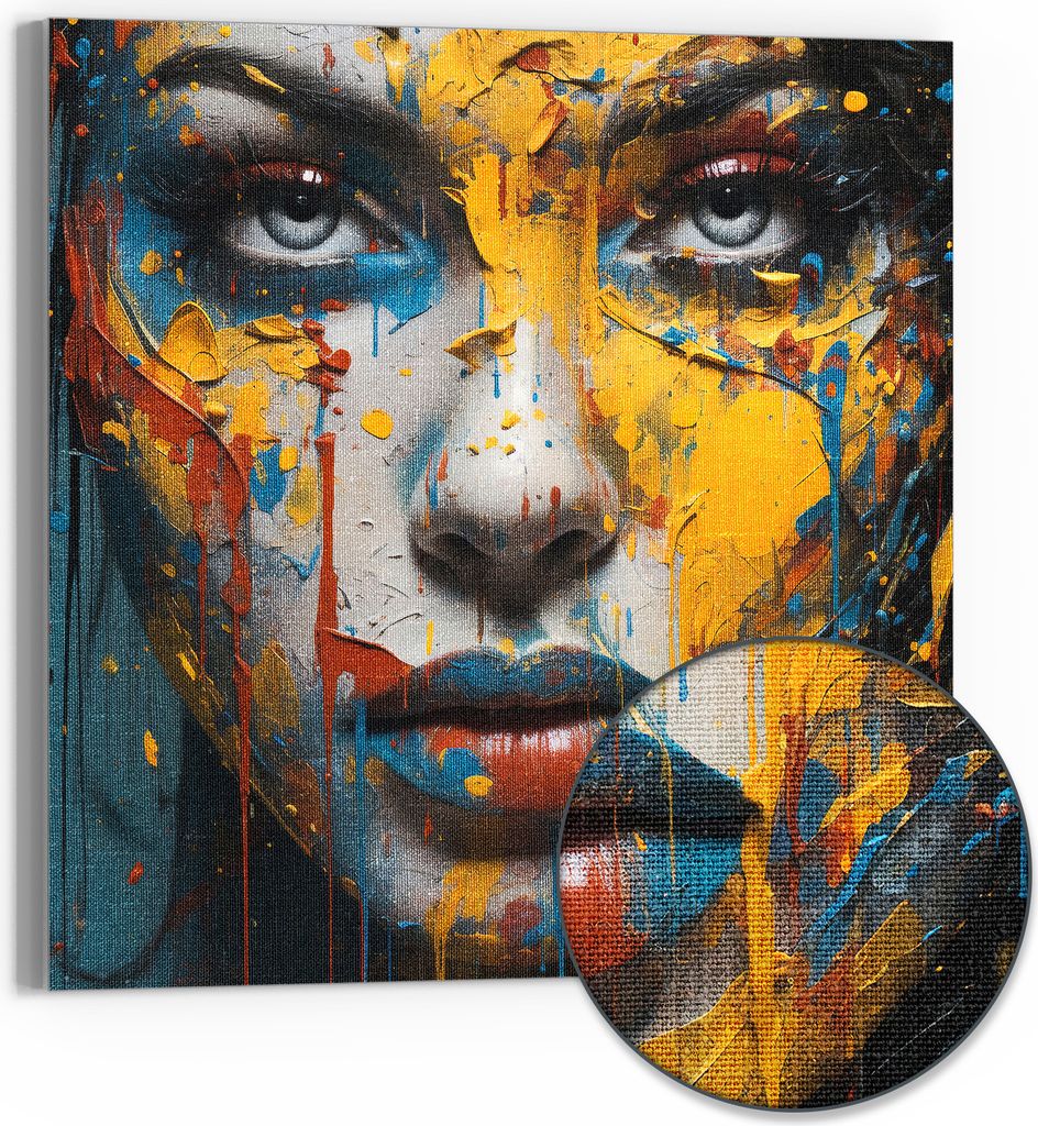 DEQOART Hybrid Leinwand Bild 30x30 cm 'Farbige Seelenlandschaft' Wandbild Glas flach modern