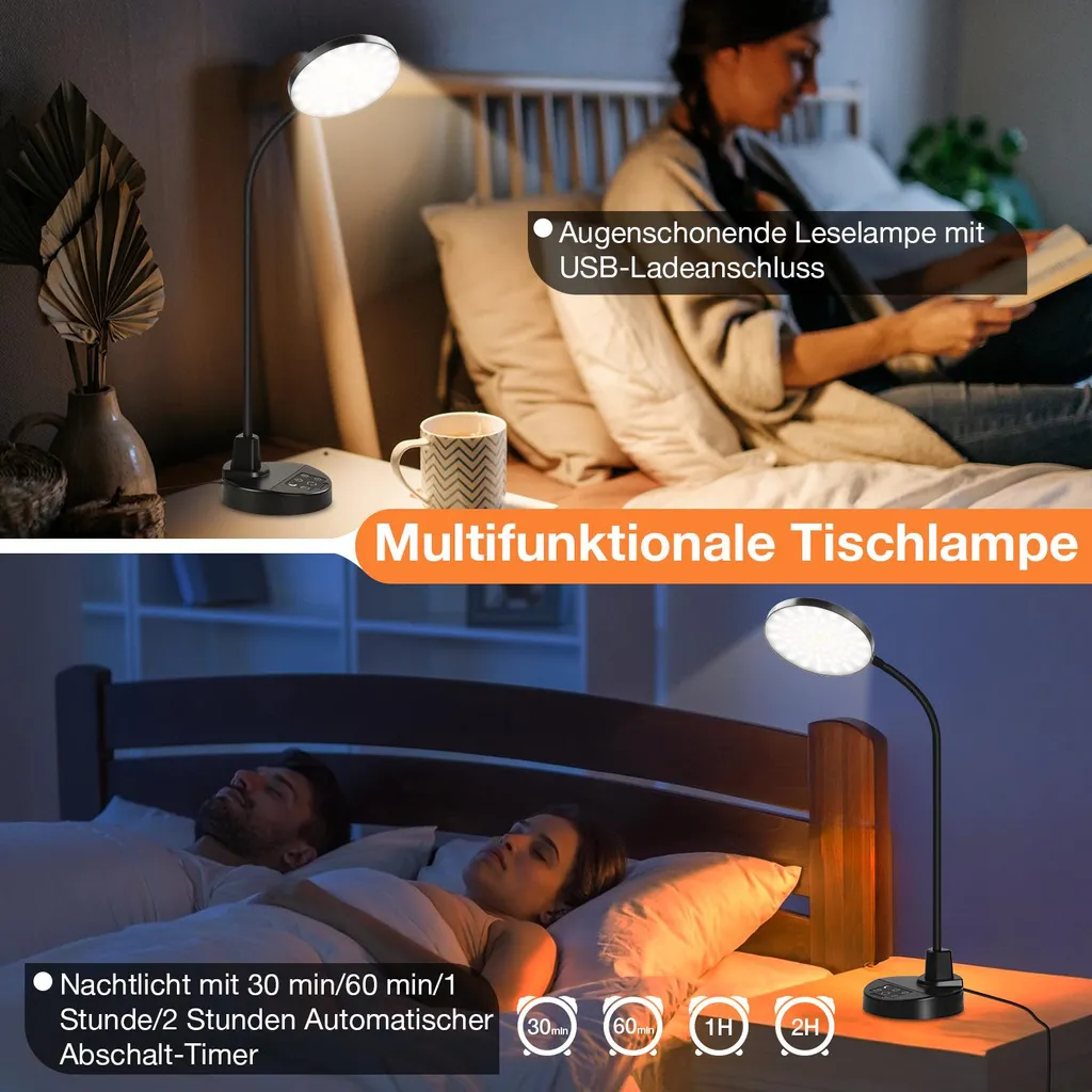 Lampada LED per Bambini Studiare con Porta USB - Luce Anti-Affaticamento - 8