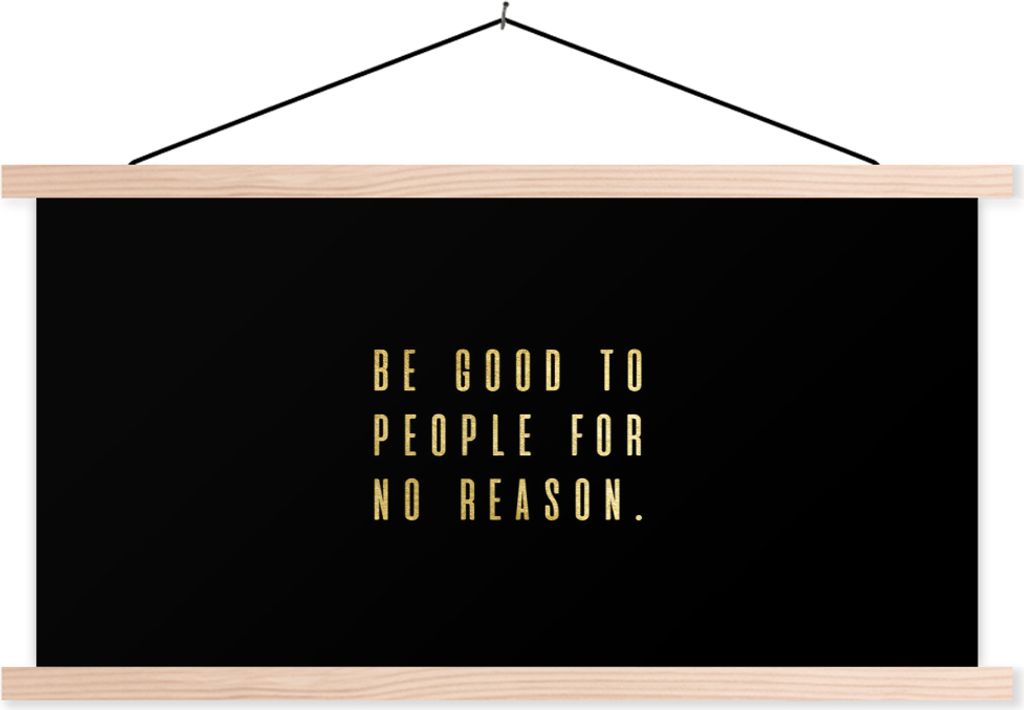 MuchoWow Textilposter Zitat - Sprichwörter - Gold - Schwarz 120x60 cm mit holzfarbenen Rahmen - Klemmleiste