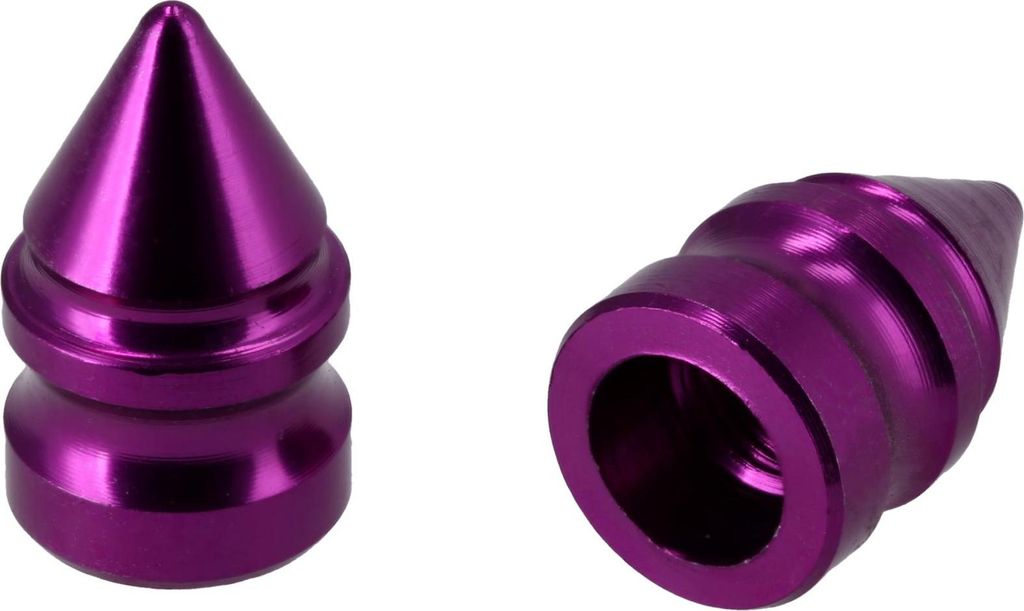 Set: 2x Ventilkappe "Dorn", Violett eloxiert