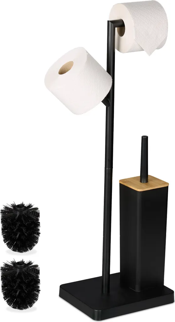 set WC relaxdays in bambù e acciaio inox