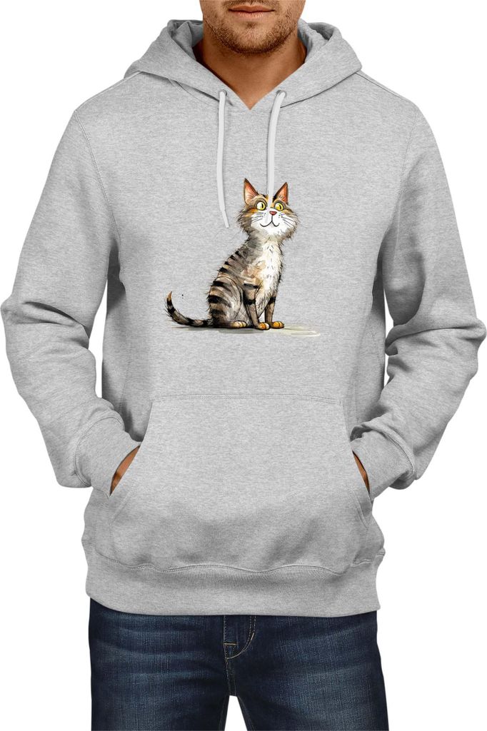 Herren Kapuzenpullover Funny Cats Breeds Cyprus Cat, Man M / Grau