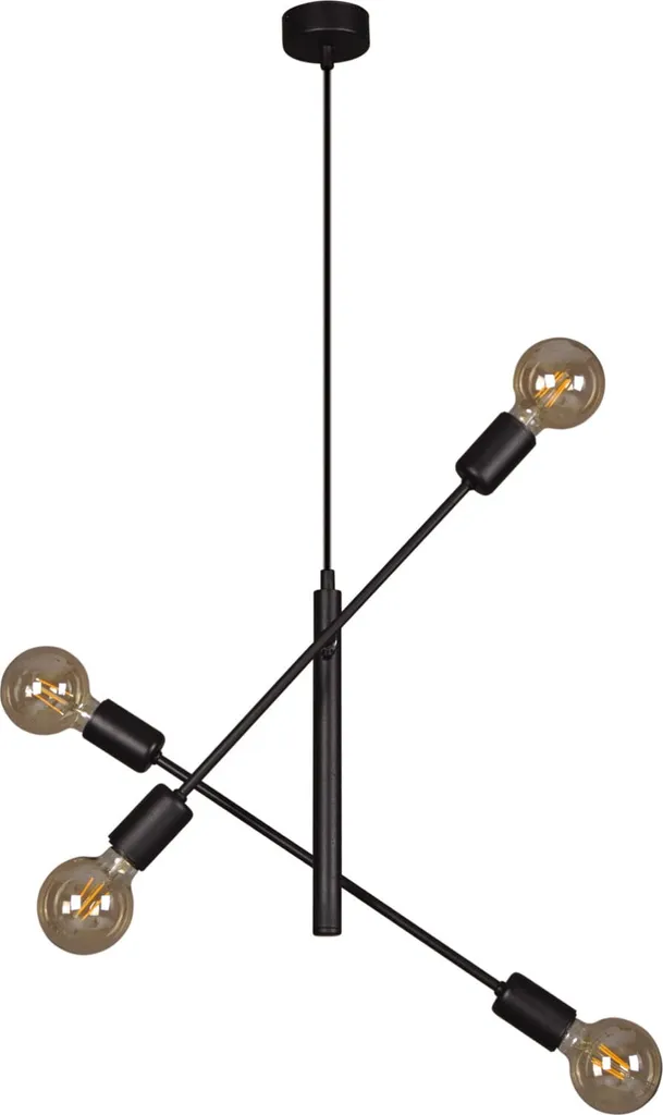 Suspension métal noir 4xE27 design industriel Camara - Longueur 90 cm IP20