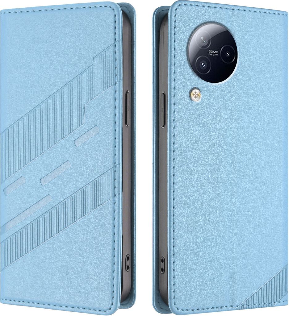 Hülle für Xiaomi Civi 3, Kunstleder Brieftaschen Handyhülle mit Kartenfach und Standfunktion Hellblau