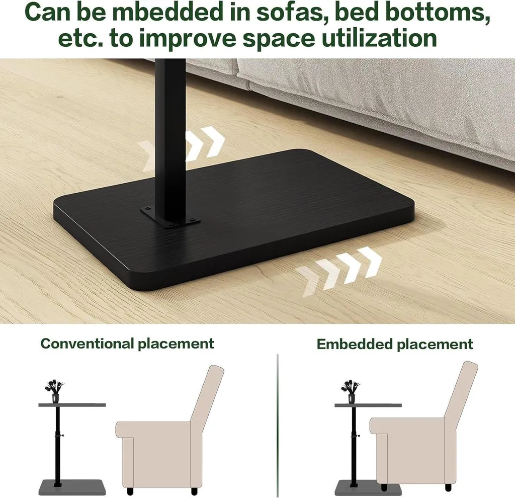 Table d'appoint gain de place rotative en C pour petits salons étroits - 5