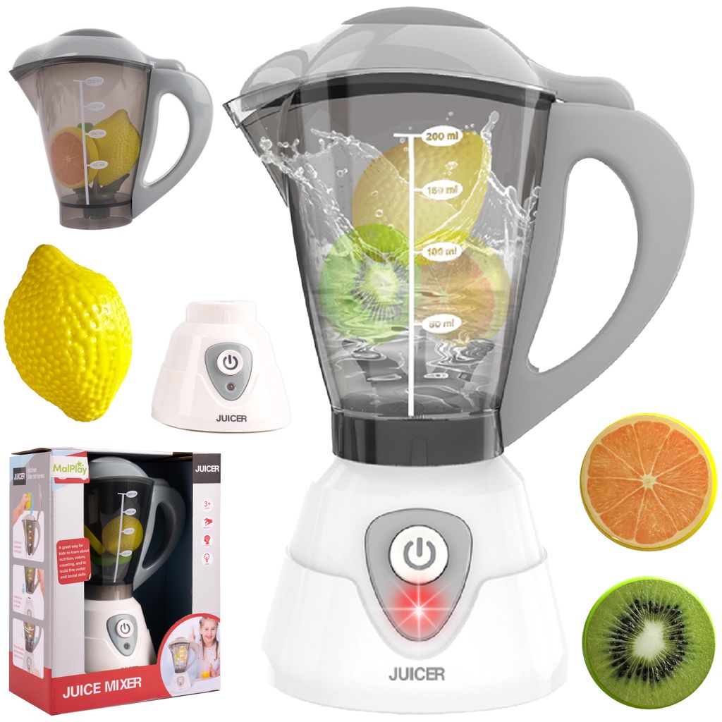 MalPlay Blender Hand Mixer Spielzeug, Licht & Sound, Obst x3 Stück, Spielküchen, Blender Küchenspielzeug, Kinder ab 3 Jahren