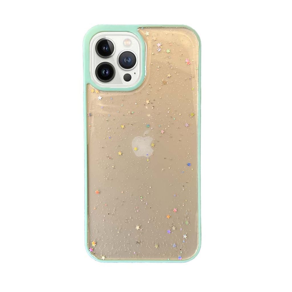 Smartphonica iPhone 12 Pro Max TPU Hülle transparent mit Glitter - Blau