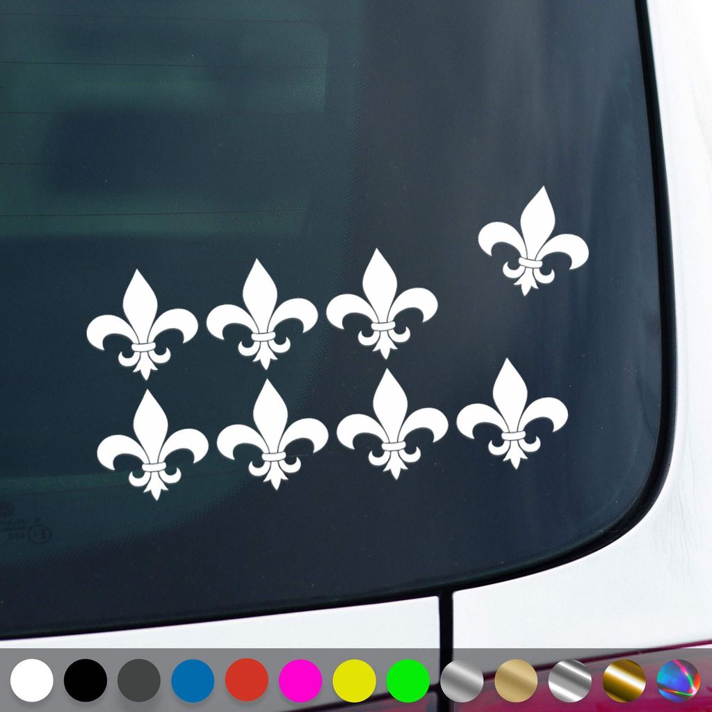 PantherPixel Lilie Aufkleber Set Fleur De Lis Lys Florenz Sticker Auto Geschenkidee Farbe Weiss