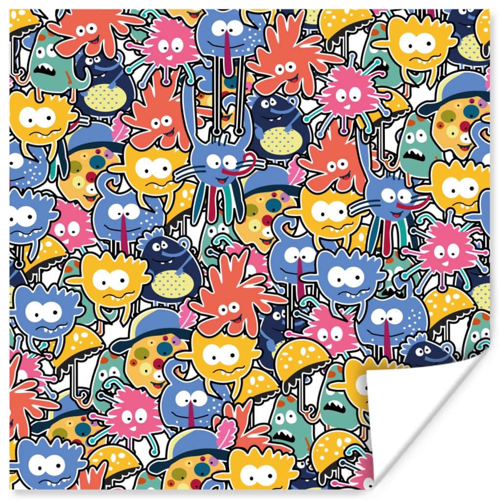 MuchoWow Poster Design - Lustig - Abstrakt - Rot - Blau - Kinder 75x75 cm - Wand Dekoration