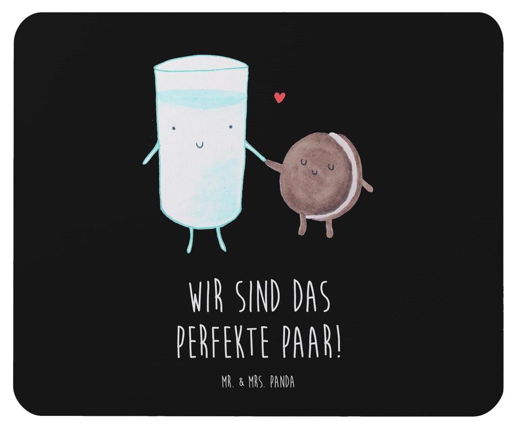 Mr. & Mrs. Panda Mauspad Milch Keks - Schwarz - Geschenk, Kekse, mousematte, Mousepad, pc, Cookie, mausteppich, Kaffee, Mouse Pad, Milk, Lustige Sp...