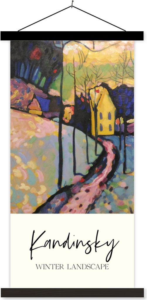 MuchoWow Textilposter Winterlandschaft - Wassily Kandinsky 60x120 cm mit schwarzem Rahmen - Magnete