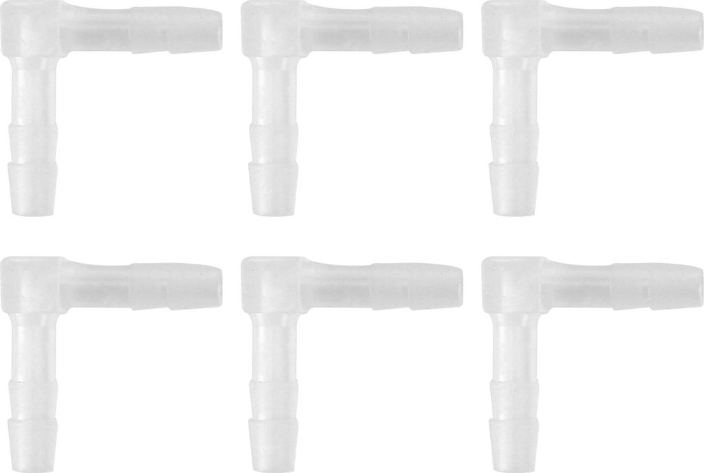 6 Stück Universal Automotive Vakuum Schlauchverbinder 90 Grad 4mm / 5/32" L-förmiger Vakuum Schlauchverbinder Sortiment 2-Wege Vakuumleitungsansc...
