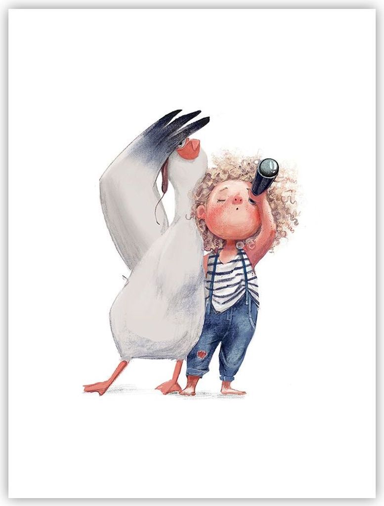 Poster - Poster ohne Rahmen - Albatros Kind Bild - 30x40 cm - Wand Bild - Wanddeko - Wandbilder - Kunstposter - Wandposter - Bilder - Kunstdruck - ...