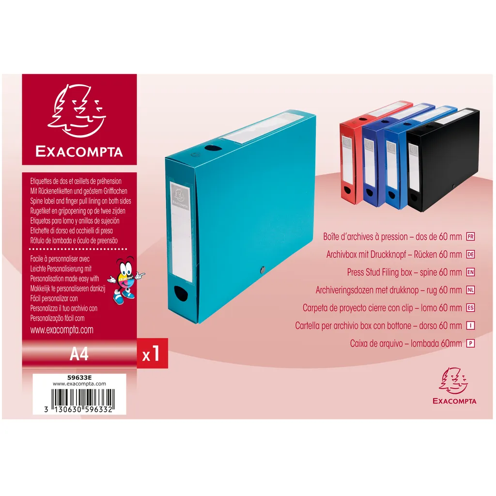 Boîte de rangement A4 PP vert avec dos de 60mm - Pack de 10 unités - 4