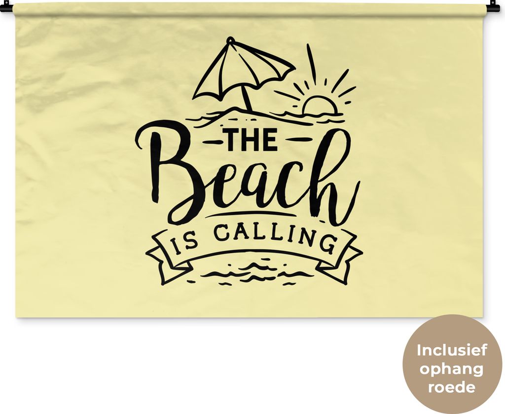 MuchoWow Wandteppich Wandbehang Zitate - Strand - Sonnenschirm 150x100 cm Tapisserie Dekoration Wandtuch - Waschbar - Tapisserien - Wand-Decke