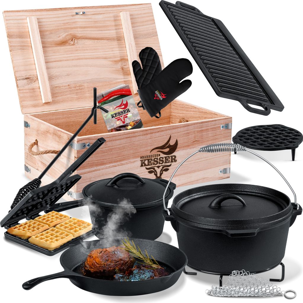 KESSER® Dutch Oven Set in Holzkiste mit Dutch Oven Mit viel Produktbild 1