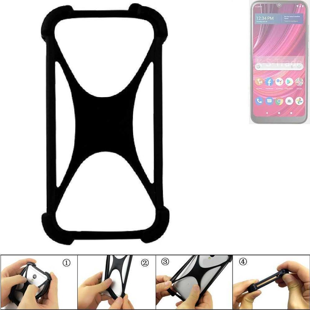 K-S-Trade Handy-Hülle Schutz-Hülle kompatibel mit BLU View 4 Silikon Bumper TPU Softcase Smartphone Stoßschutz, schwarz