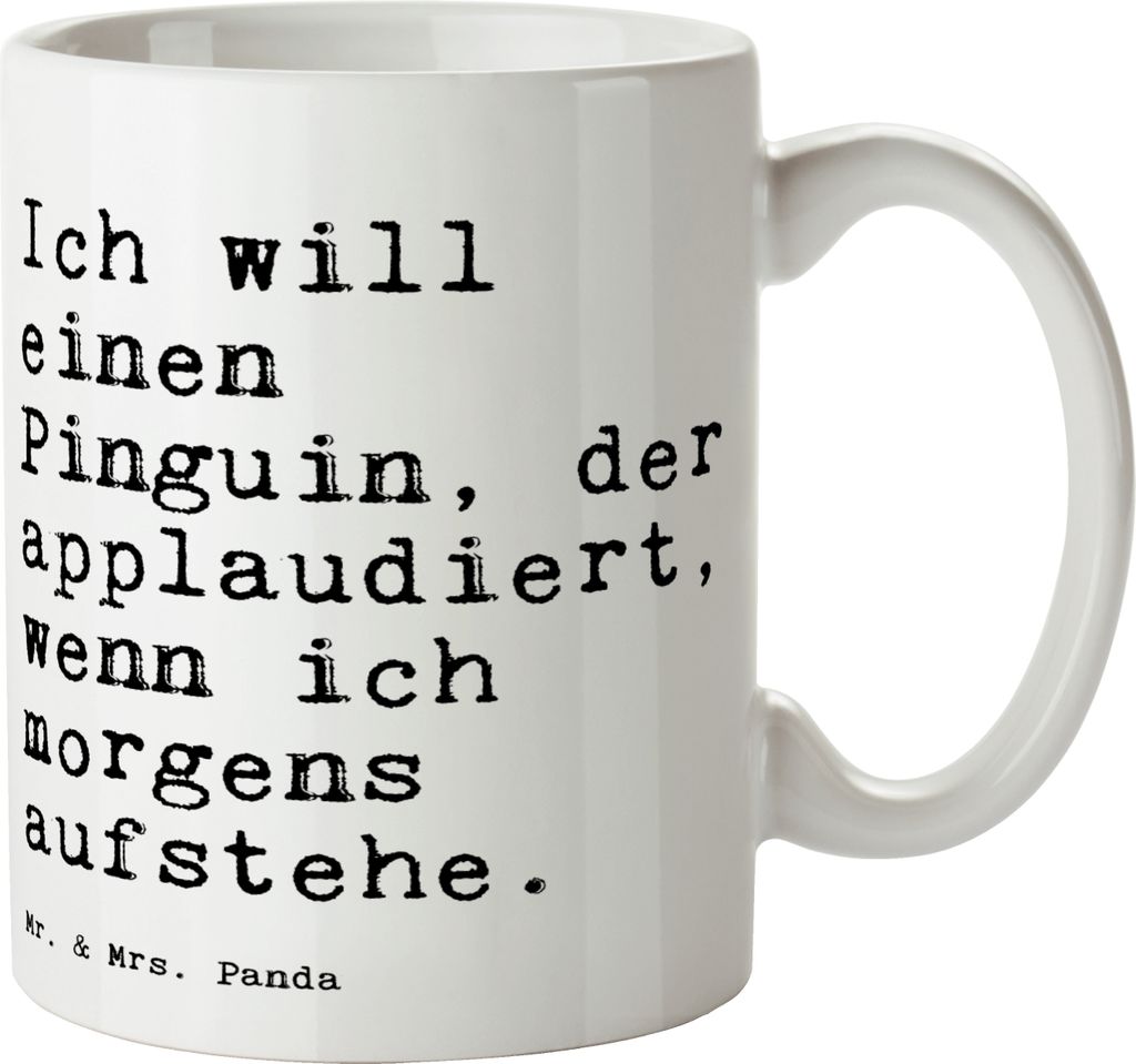 Mr. & Mrs. Panda Tasse Ich will einen Pinguin,... - Weiß - Produktbild 