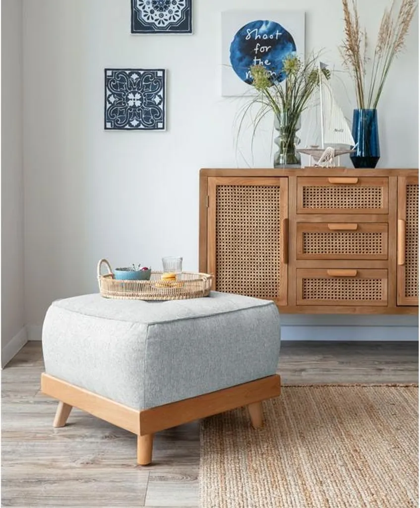 Pouf Repose-pieds Rond Dazzling Daisy Gris Clair MIUFORM 56x56cm